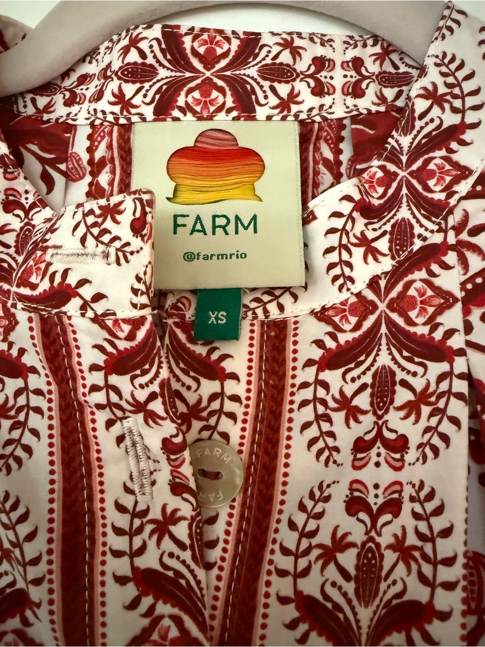 FARM Rio Red & White Printed cotton romper Tie-Waist Mini Dress - Picture 3 of 3